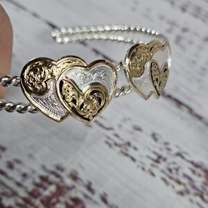 Montana Silversmiths Silver Gold Tone Heart Cuff Bangle Bracelet